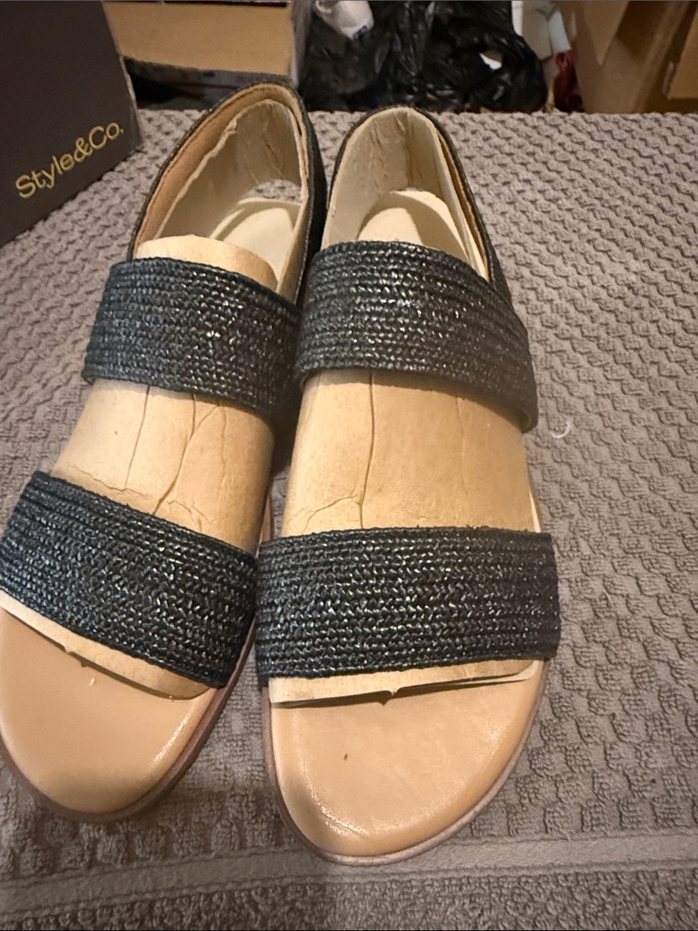 Style&Co Black Double-Strap Women's Sandals